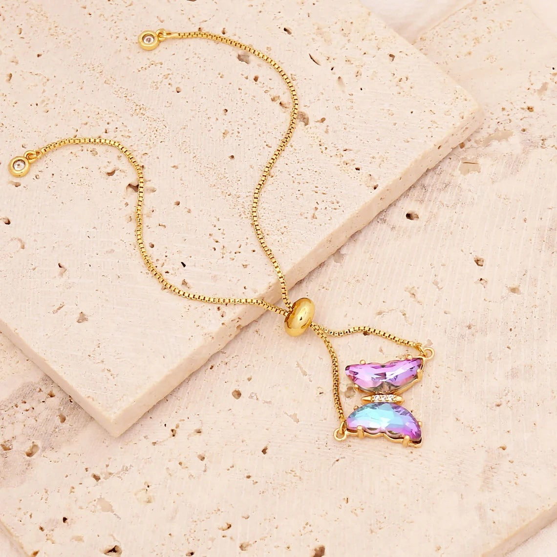 Wholesale Colorful Zircon Butterfly Bracelet Simple Fashion Light Luxury Temperament Bracelet